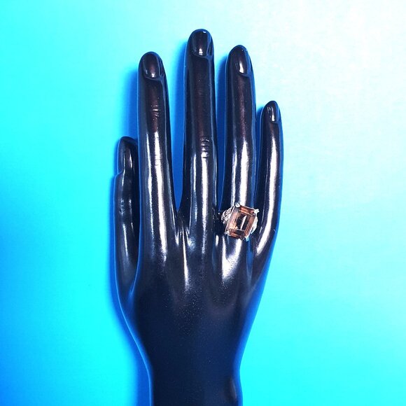 One-of-a-Kind Vintage Art Deco Smoky Quartz 925 Sterling Silver Cocktail Ring - Picture 14 of 15